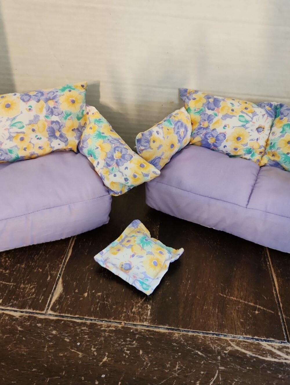 1994 Toymax Floral Yellow & Lavender Decorative Sofa Cushion Set - Home Accents